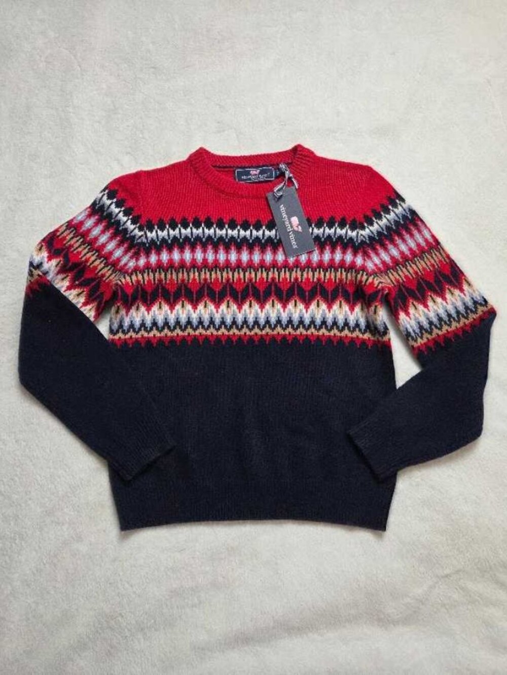 New boys S (8-10) Vineyard Vines Fairisle crewneck holiday Christmas sweater